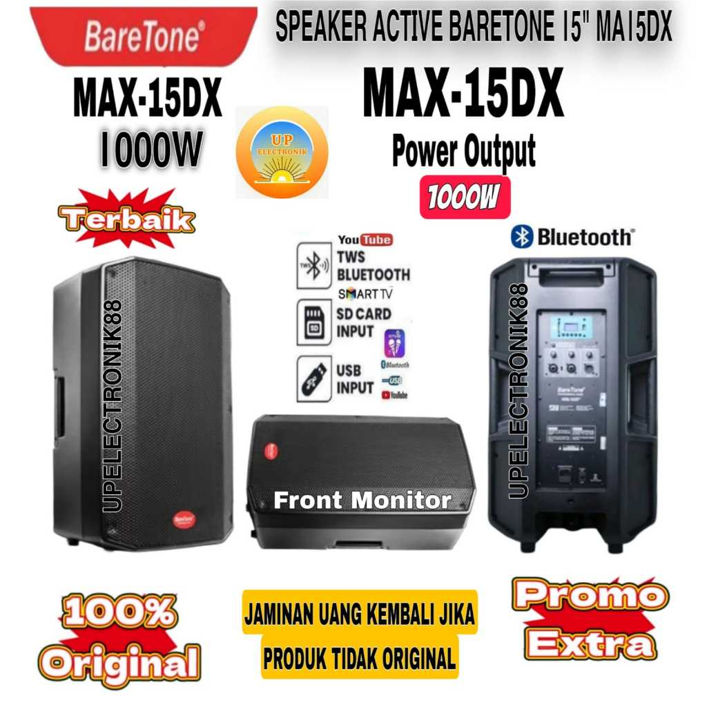 Speaker Aktif 15 Inch BARETONE MAX15DX 1000Watt Original Sepasang
