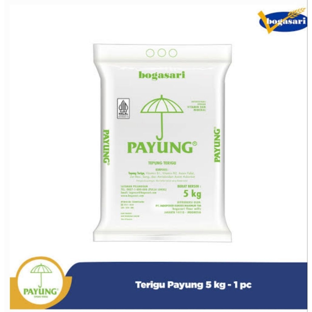 

Tepung terigu cap Payung 5 kg ( Bogasari )_1 karung isi 5_