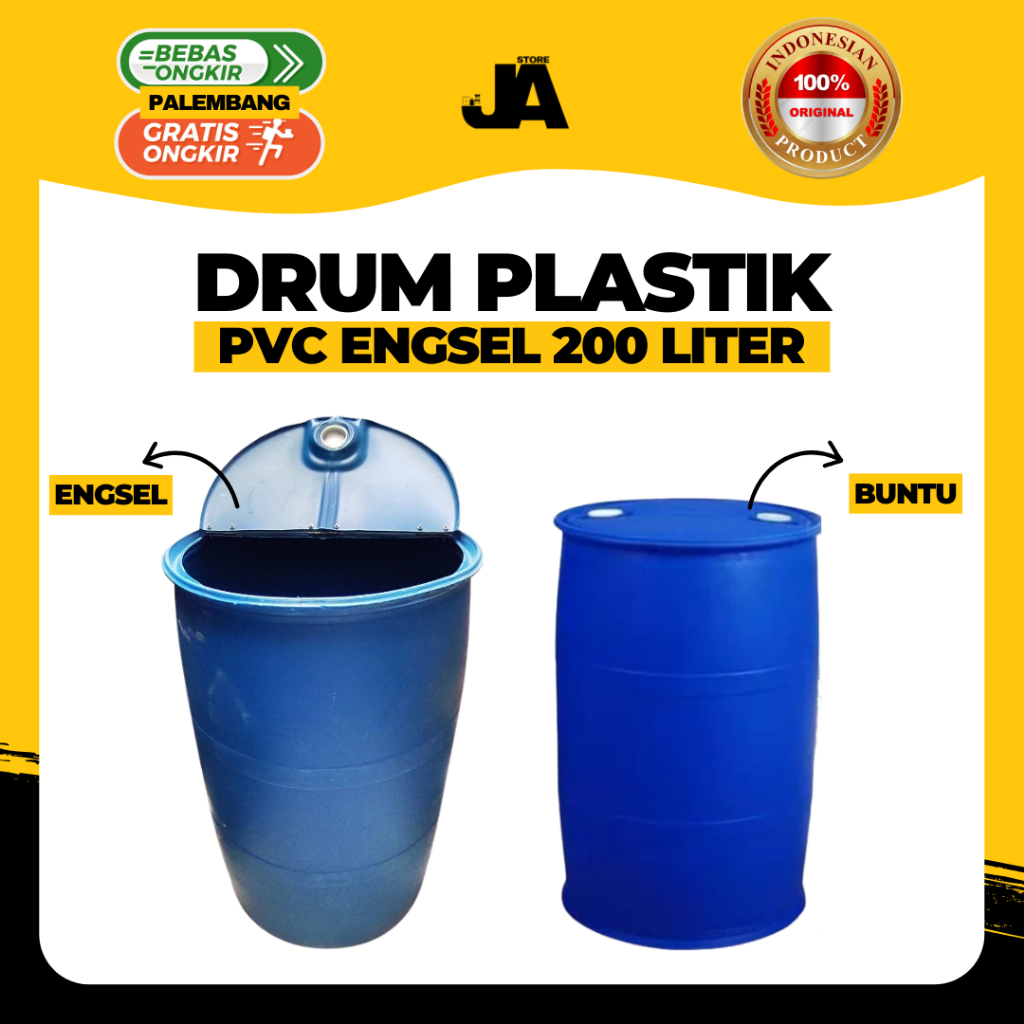 Drum Plastik Engsel 200 Liter Buntu / PVC Tong Air Bekas Murah Berkualitas Palembang