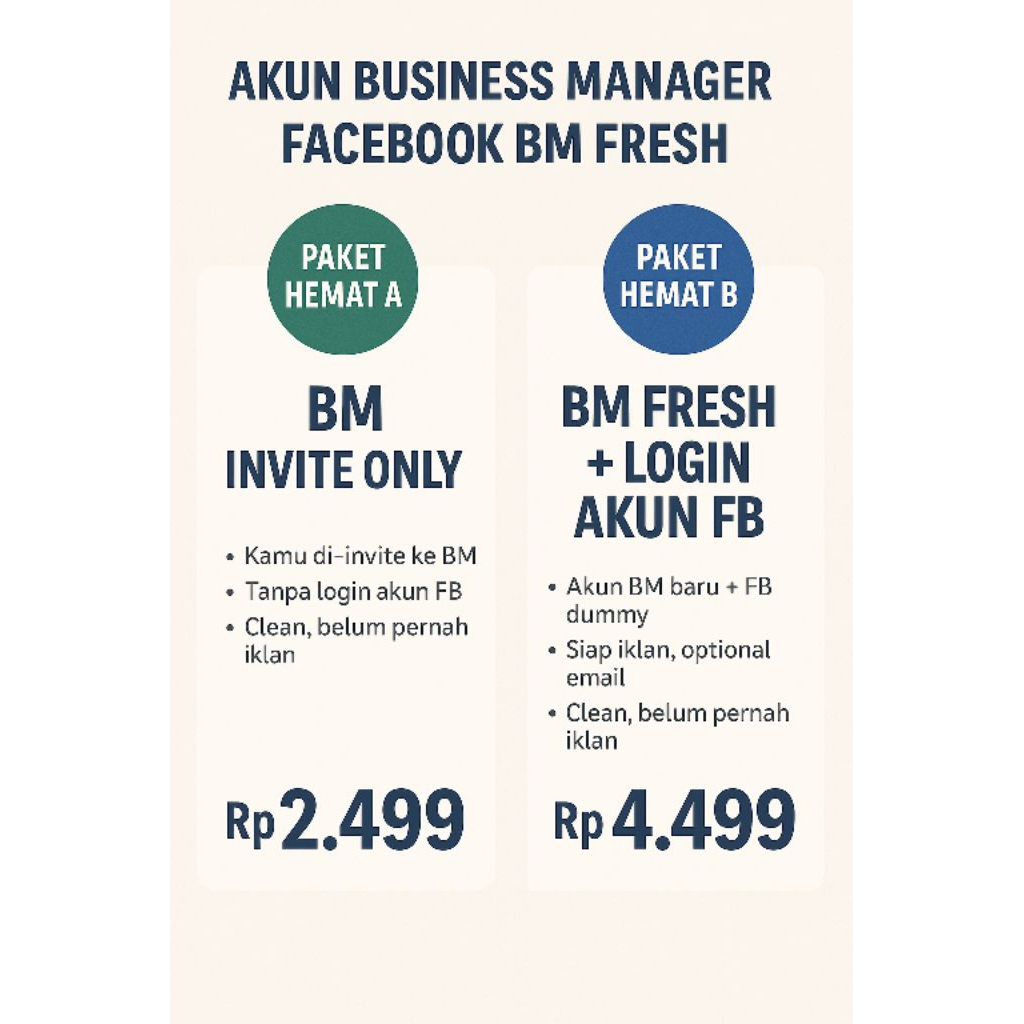 Akun Business Manager (BM) Facebook FRESH - Akun Baru & Clean