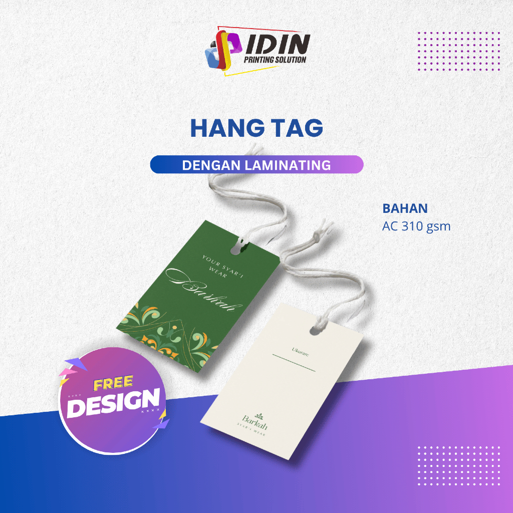 

Hang Tag Ekonomis Label Hampers Brand Merek Baju Ulang Tahun - Percetakan Idin Printing Solution