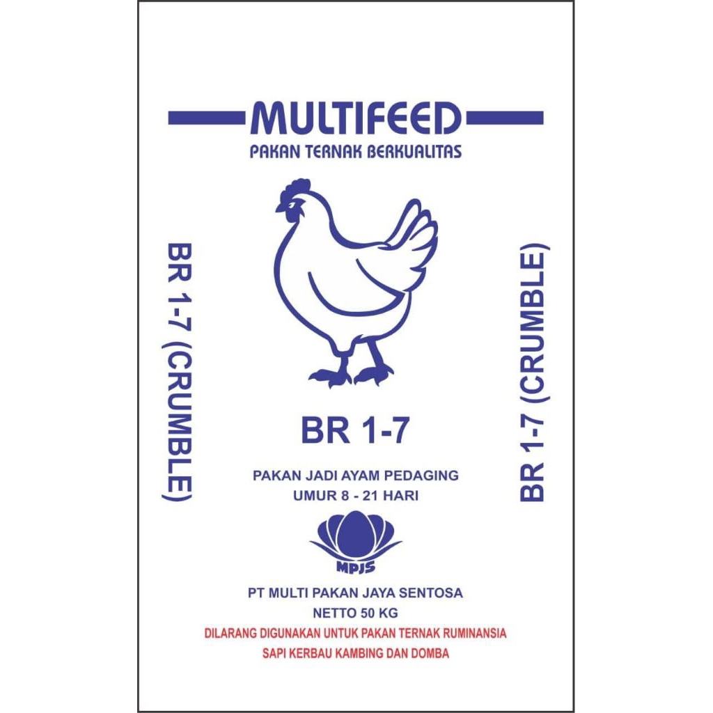 Multifeed BR 1-7 RT pakan ayam starter, Voer ayam, Voer doc, Pur ayam, Pur doc