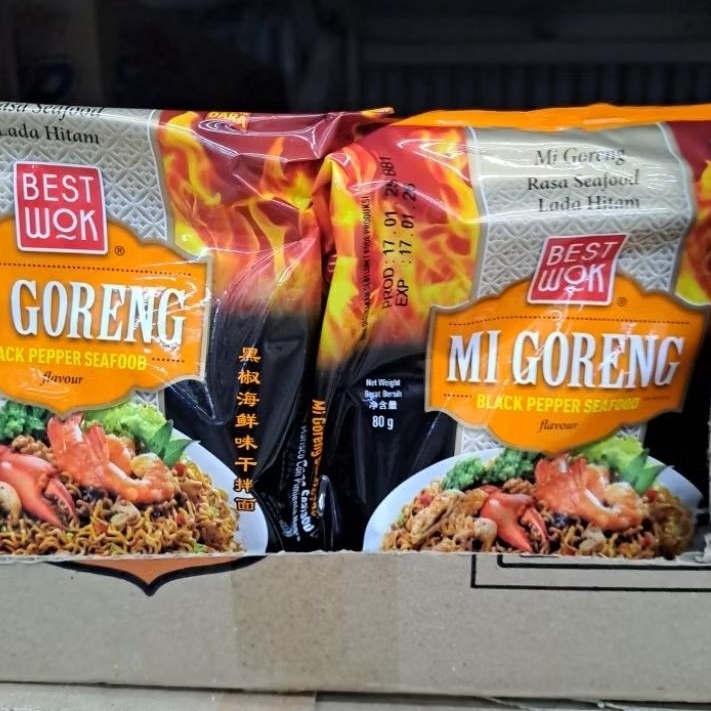 

Best Wok Bestwok Mie Goreng rasa seafood lada hitam 1 dus isi 20 pcs
