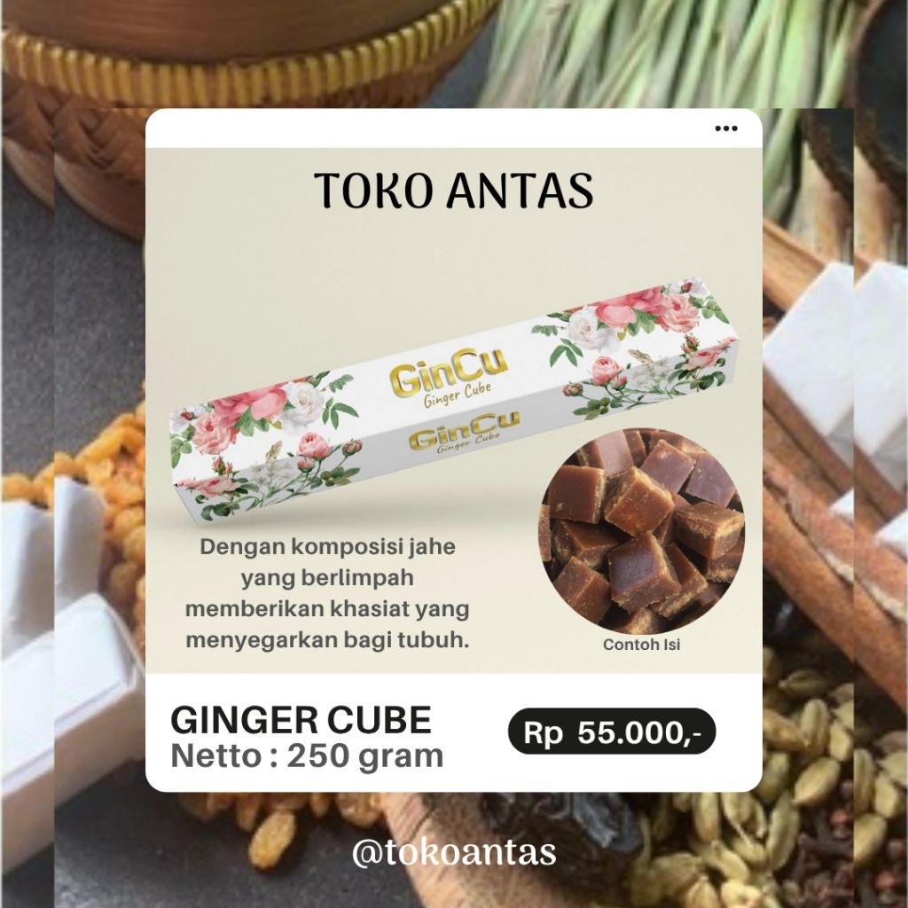 

GinCu (Ginger Cube) - Gula jahe rempah