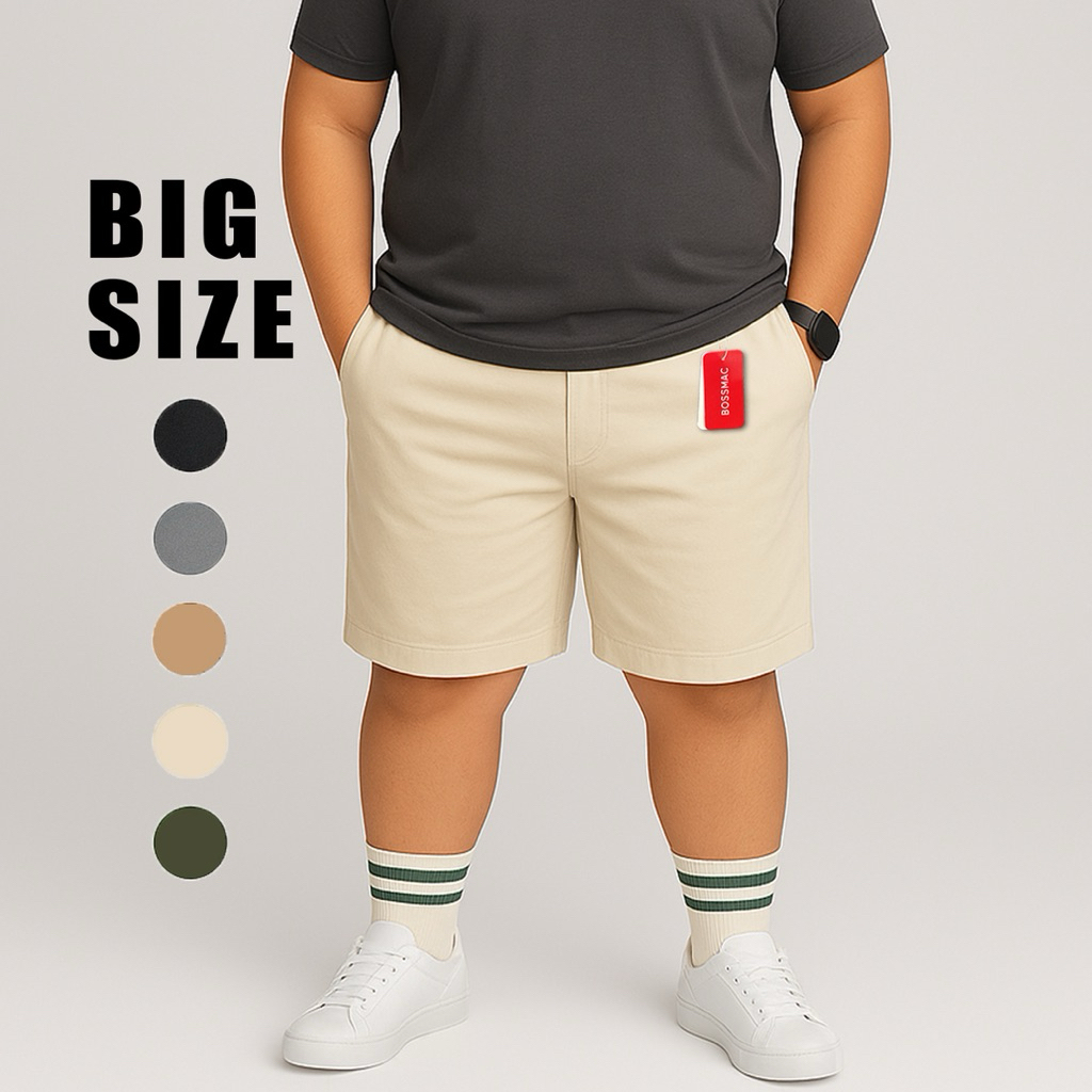 Celana Pendek Jumbo Chino Big Size Pria Bahan Melar Nyaman