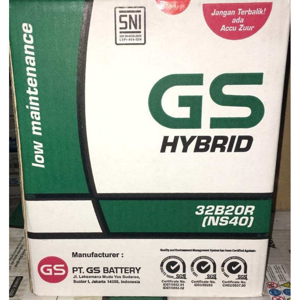 Aki mobil/ Genset/ GS Hybrid NS40 / GS Astra NS 40 Hybrid/ GSNS40