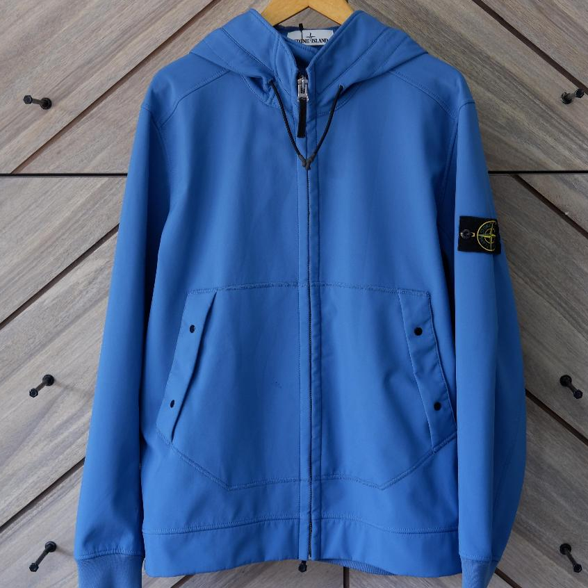 STONE ISLAND HOODIE SOFTSHELL BLUE
