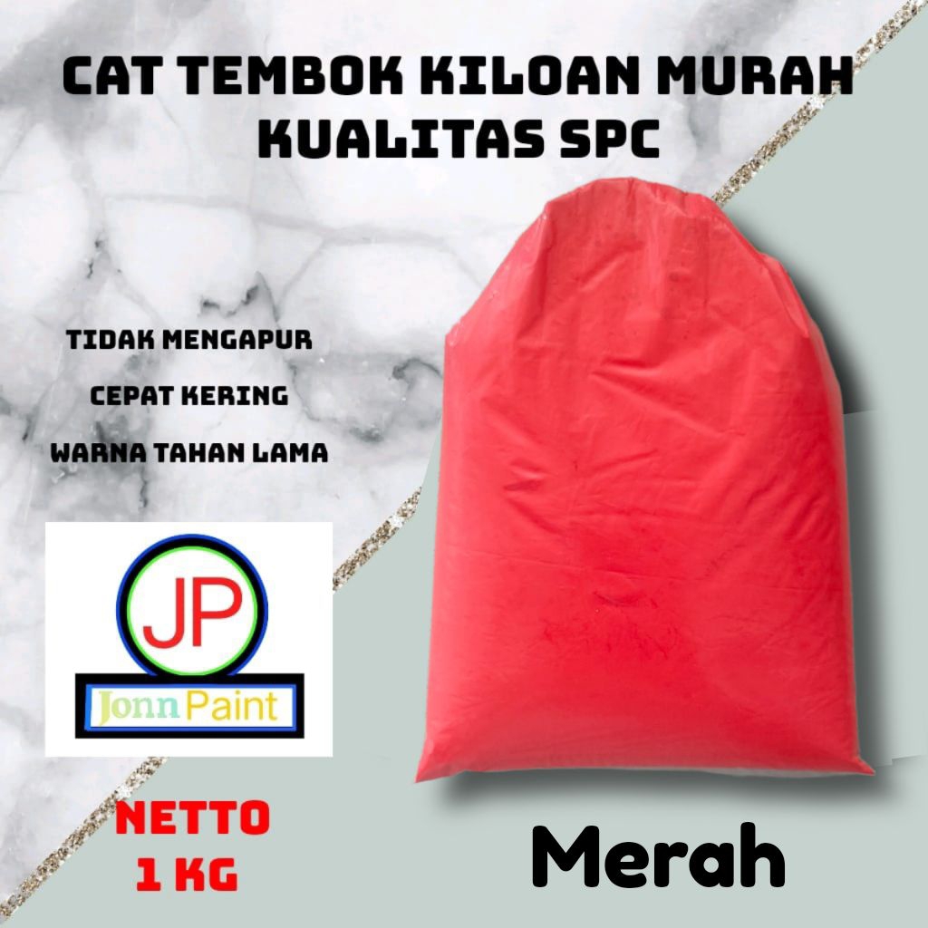 1 Kg Cat Tembok kiloan murah kualitas SPC Warna Merah by JONNPAINT