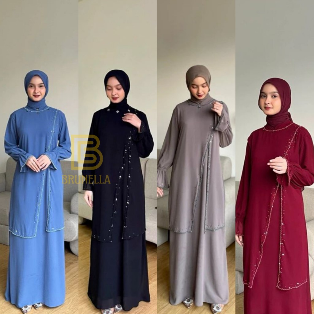 DRESS MEWAH KONDANGAN 2 LAYER CERUTY BABYDOLL APLIKASI PAYET MUTIARA NAURA MAXY DRESS COD