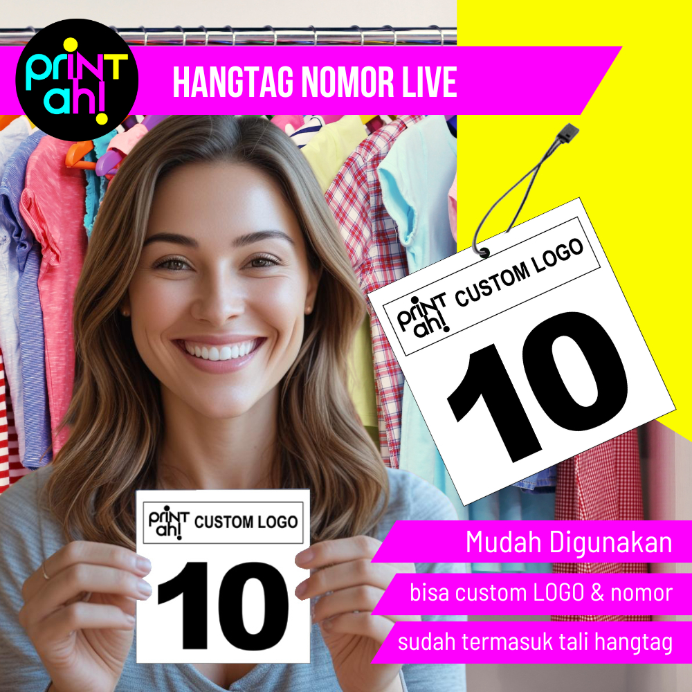 

Print Ah! Nomor Live | antrian | nomor Produk barang Sudah dengan tali dan Laminasi Hantag LIve