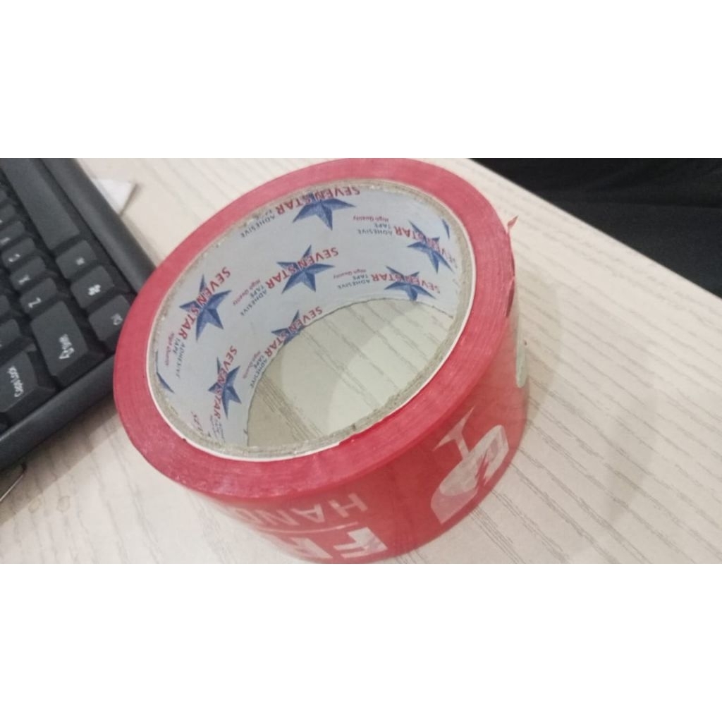 

lakban fragile jangan di banting, unboxing 48mm isolasi tape merk seven star