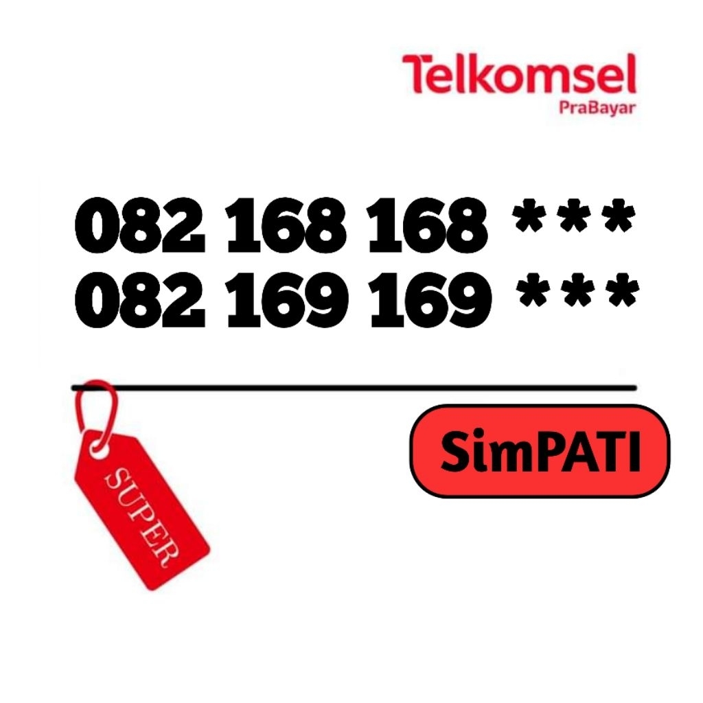 Kartu Perdana Nomor Cantik Telkomsel Hoky I LU FA 168 168 169 169 805 108 4G 5G
