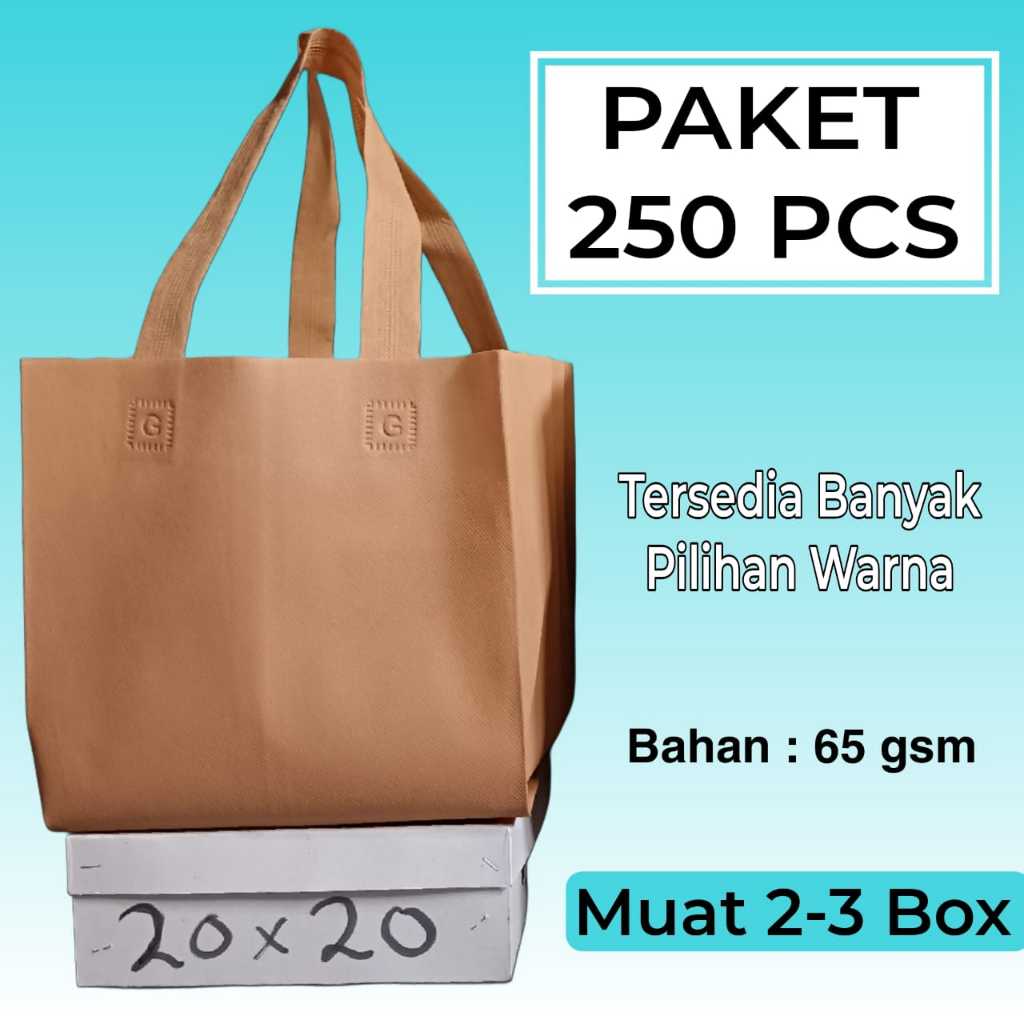 

( PAKET HEMAT ) Hls Box dus 20x20 Isi (250 PCS) Tas Kain Spunbond
