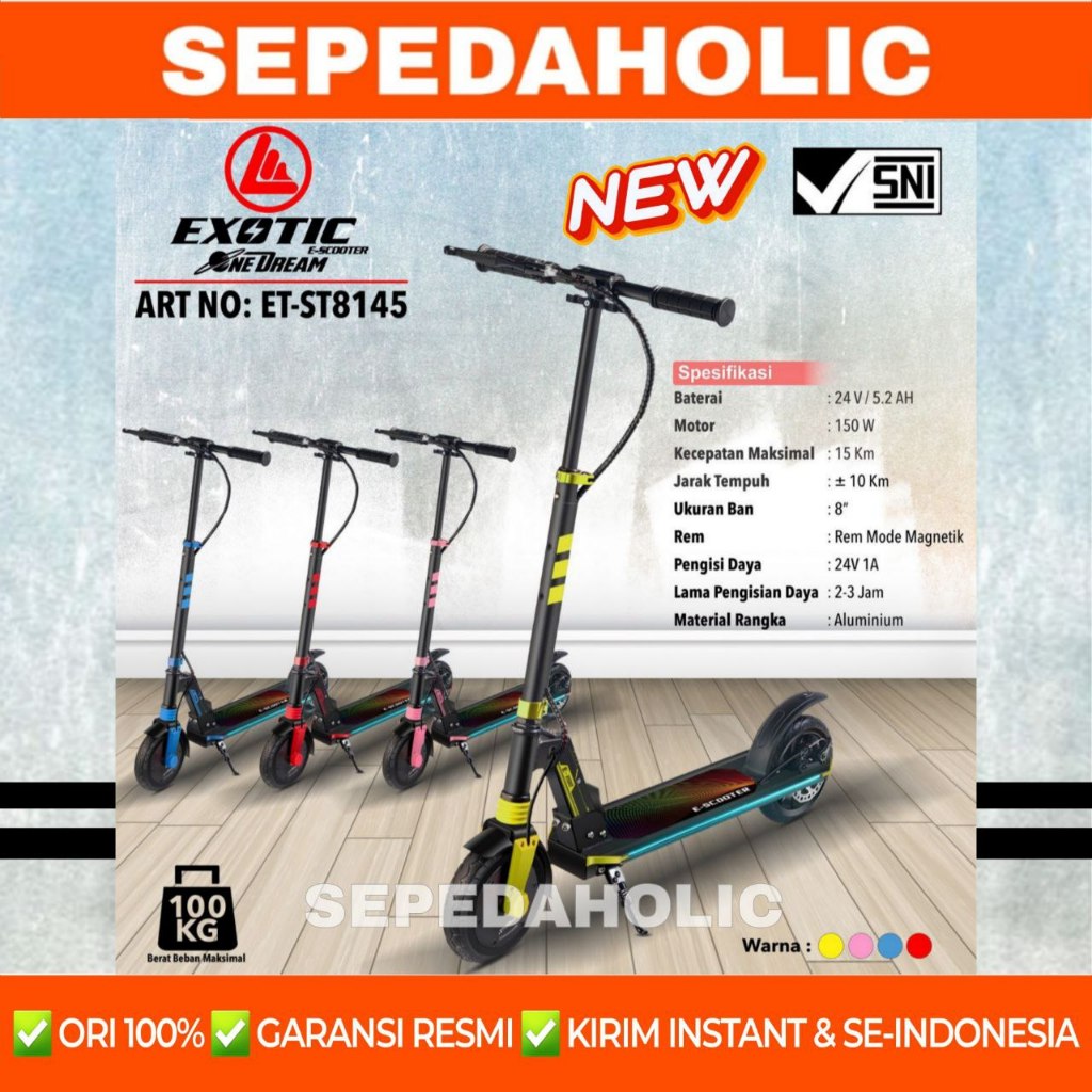 Scooter Skuter Listrik EXOTIC ST 8145 Electric Lipat Dewasa Anak Max 100 Kg