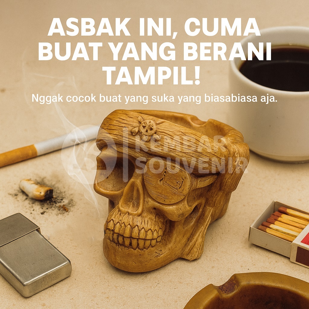 Asbak Estetik Unik Bentuk Tengkorak Fiber– Asbak Rokok Dekorasi Meja Keren Maskulin