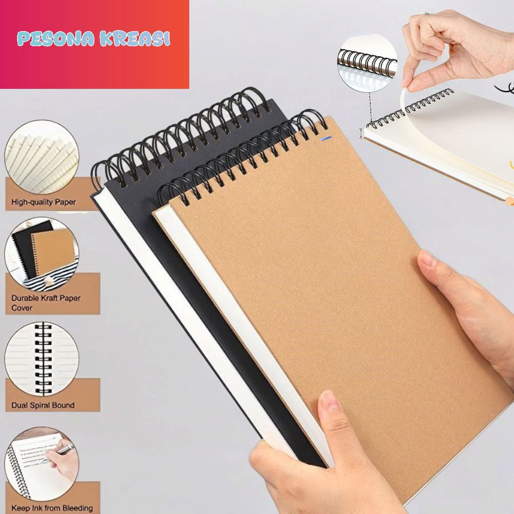

Premium Sketchbook Watercolor Buku Gambar Sketsa Tebal 250 gsm Ukuran A5 (Cover Coklat)