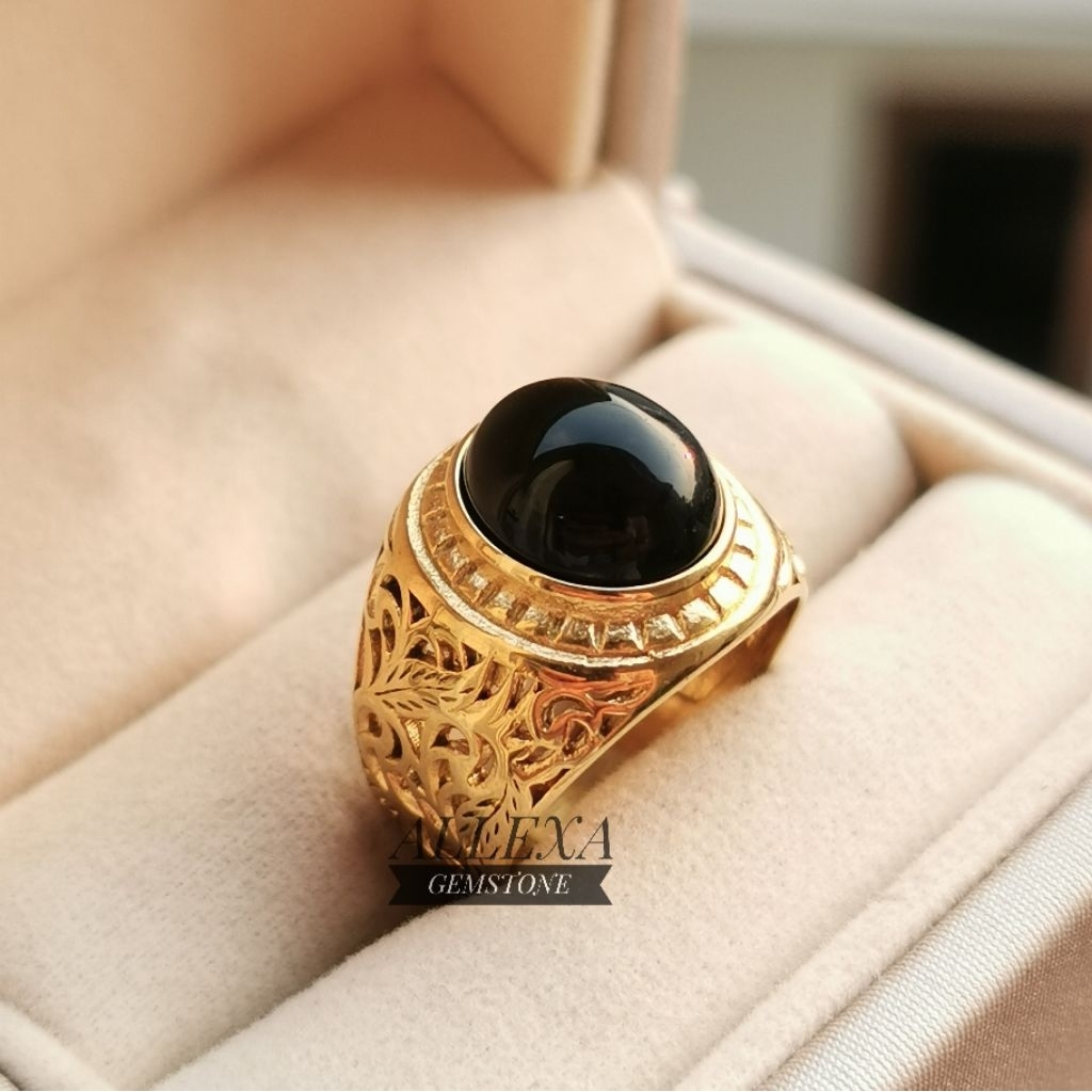 Batu Akik Kecubung Wulung Super Elegan Ring Titanium