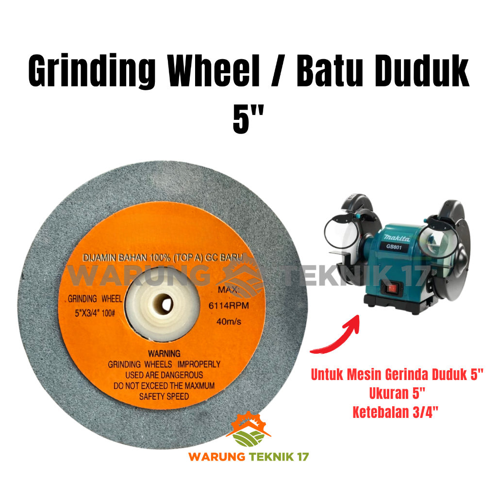 Batu Gerinda Duduk 5" Grinding Wheel 5 Inch Mata Gurinda Grenda Asah Amplas Poles Potong