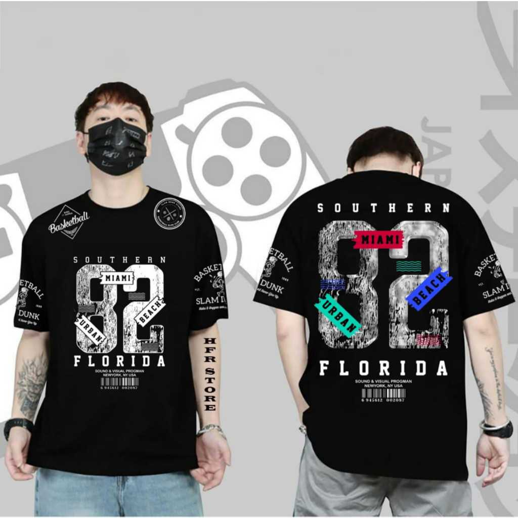 BAJU KAOS DISTRO T-SHIRT PRIA MOTIF ANGKA 82 FLORIDA/ATASAN WANITA PRIA KEKINIAN TERLARIS TERMURAH/K