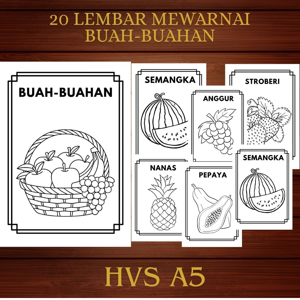 

KERTAS MEWARNAI BUAH-BUAHAN (A5) anak TK/SD