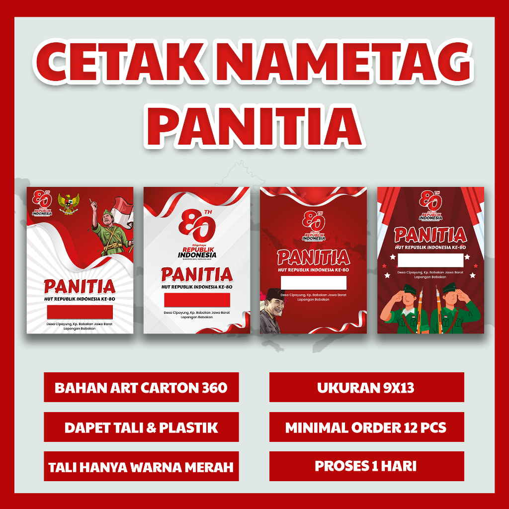 

Cetak Nametag Panitia HUT RI Kemerdekaan 17 Agustus Termurah (Free Design & Custom)