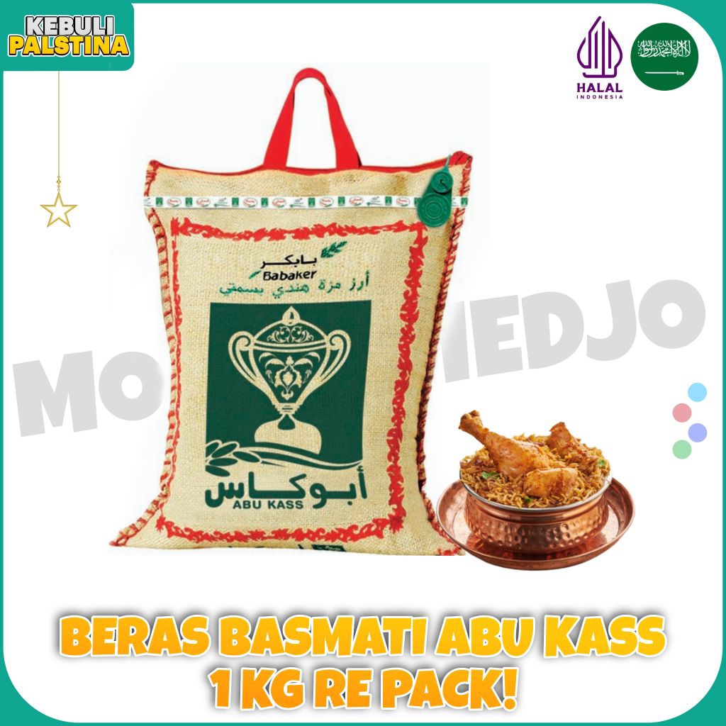 

BERAS BASMATI MERK ABU KASS 1 KG REPACK EXP 2027