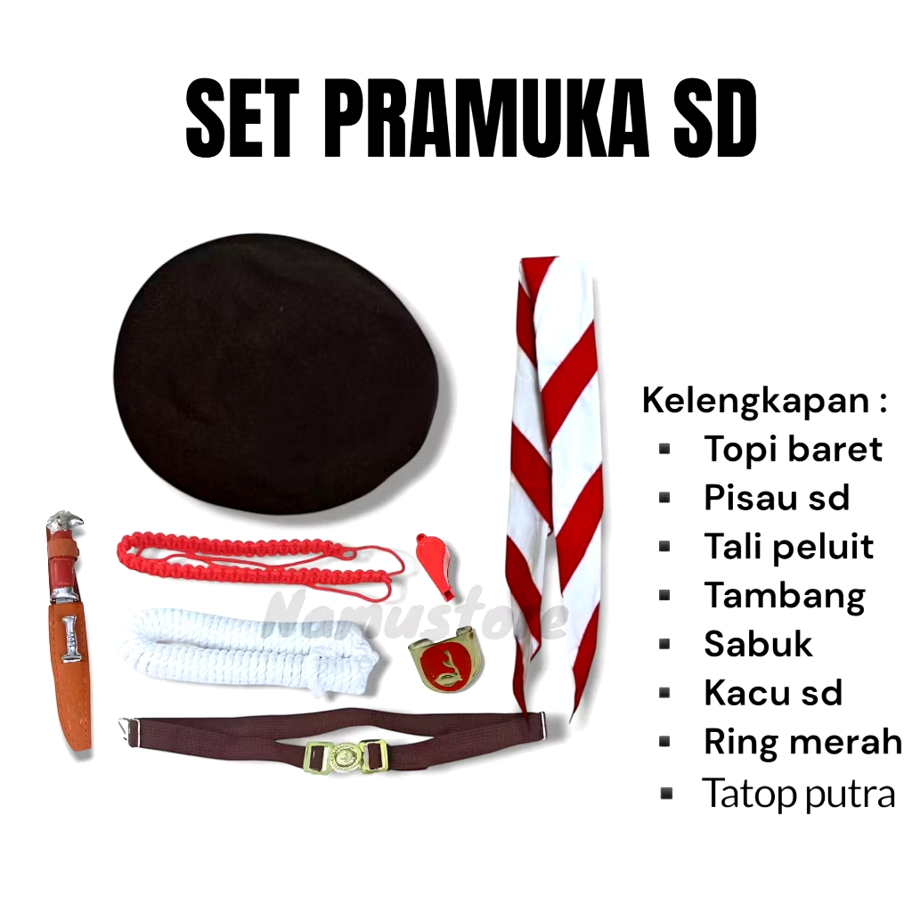 1 set perlengkapan alat pramuka SD set peralatan pramuka SD cewe cowo set alat pramuka putra putri  