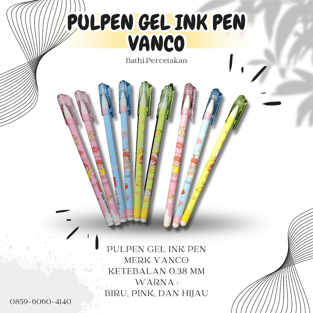 

PULPEN GEL INK PEN VANCO - PULPEN GEL INK KARAKTER - PULPEN TINTA KARAKTER - PULPEN TINTA 0.38 MM