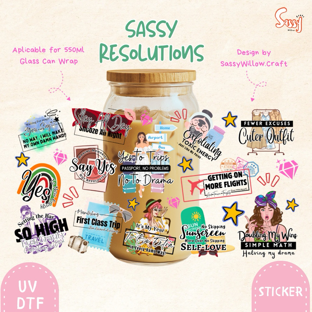 

Sticker Tumbler Aesthetic UV DTF | Sassy Resolutions | Sassy Willow