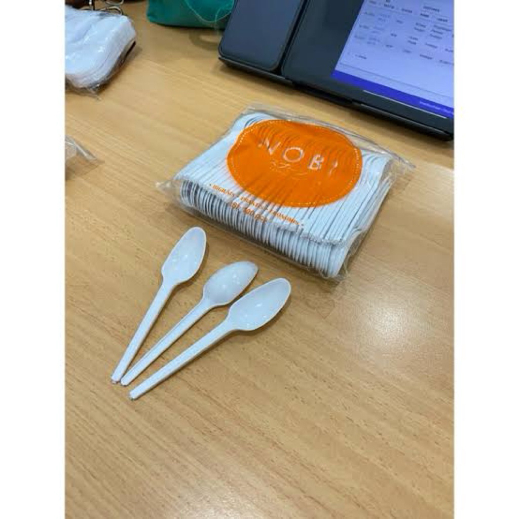 (100 PCS) Sendok Teh Plastik Putih Susu / Sendok Teh Sendok Kopi