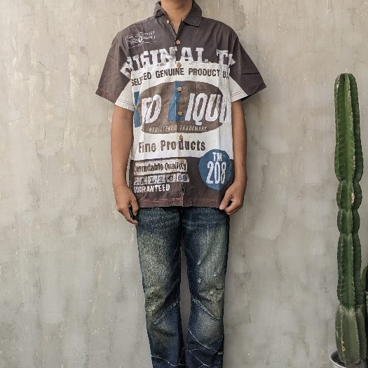 KEMEJA PRINT RED LIQUID USA