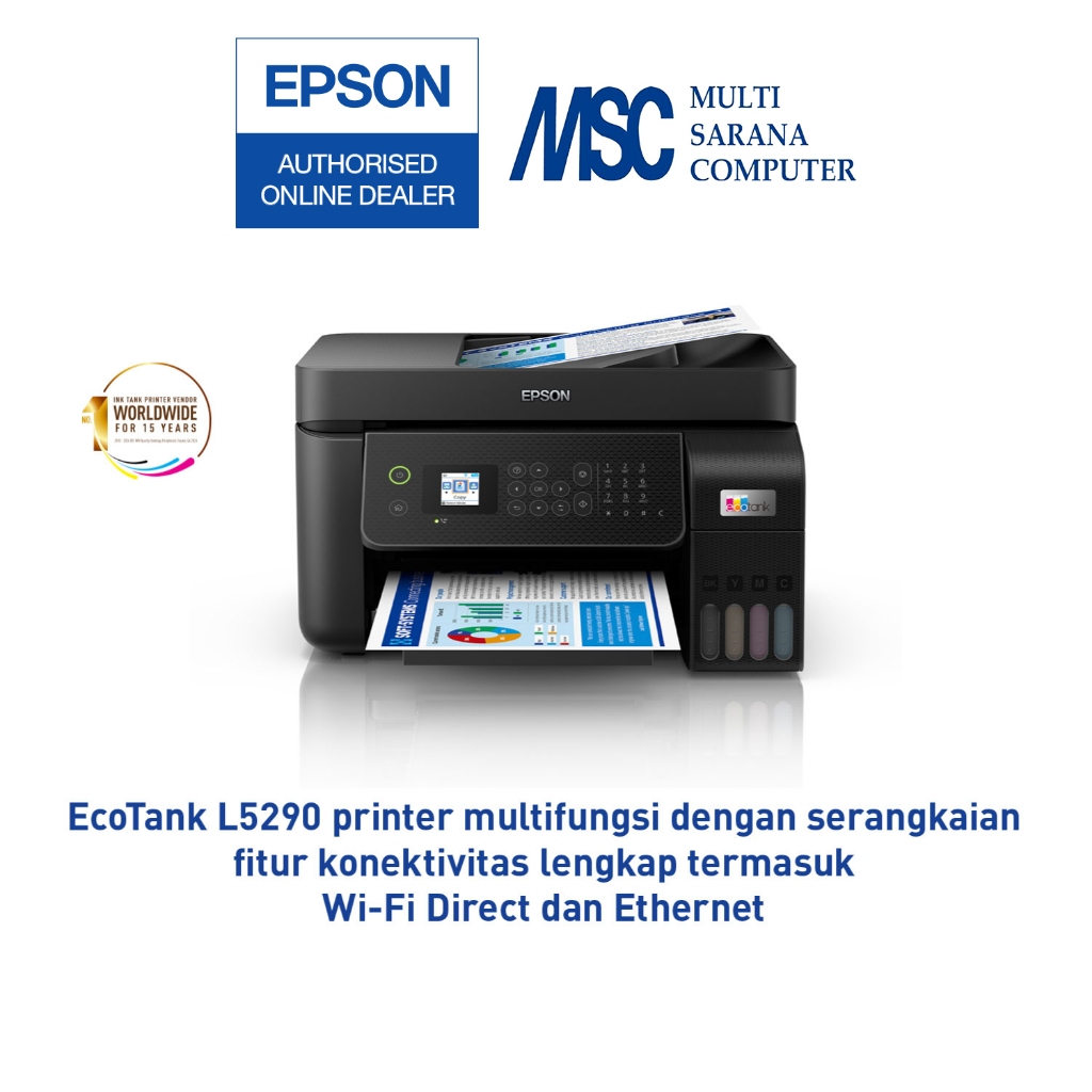 EPSON Printer EcoTank L5290 A4 WiFi L-5290 Ink Tank ADF Print Scan Copy