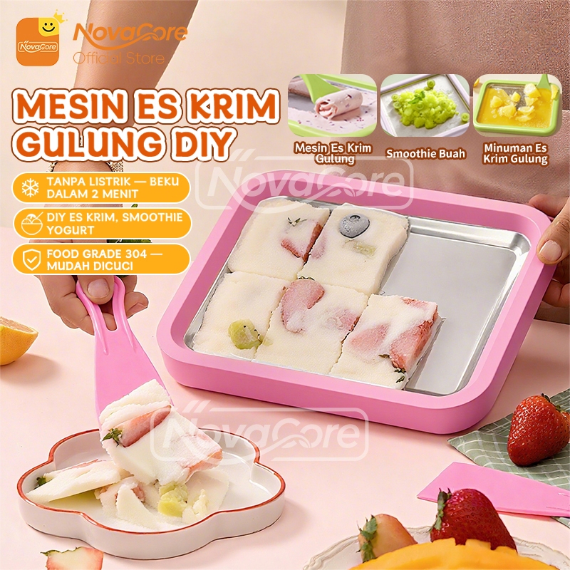 Mini Mesin Es Krim Gulung Diy Tanpa Listrik Alat Pembuat Es Krim Yogurt Goreng Beku Cepat 2 Menit