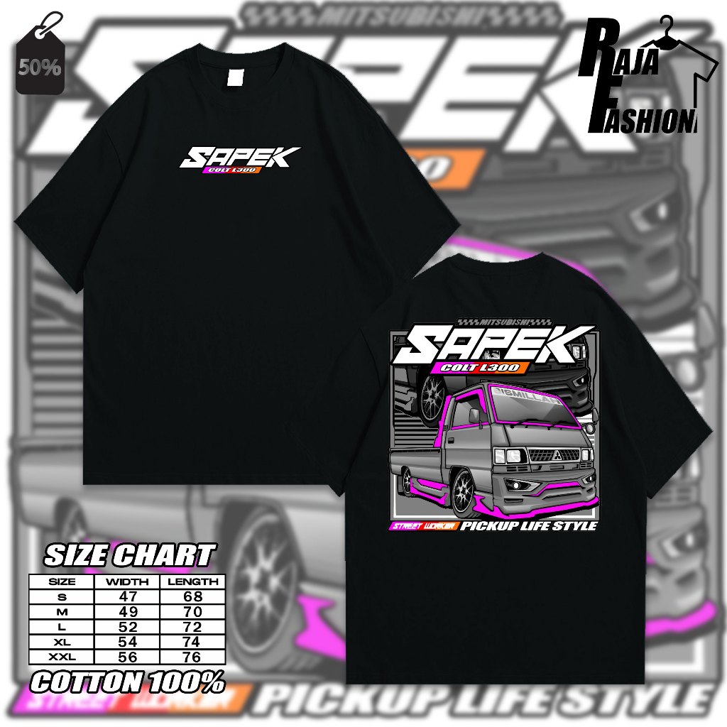 Kaos SAPEK Pria Komunitas Mobil MITSUBISHI COLT L300 Dewasa Baju Atasan Unisex, Kaos mobil colt l300