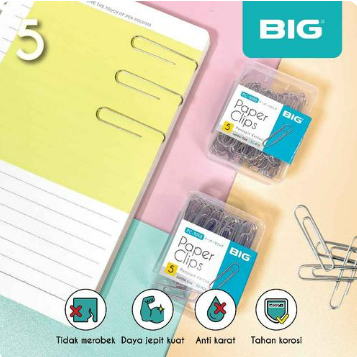 

[1 kotak kecil] Klip No. 5 BIG / Paper Clip / Penjepit Kertas BIG No. 5