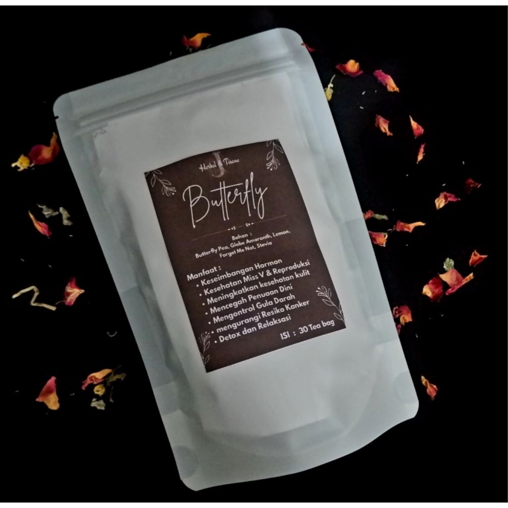 

Butterfly Tisane (Butterfly Pea, Globe Amaranth, Lemon, Forget Me not, Stevia) 100% Tisane Tanpa Campuran