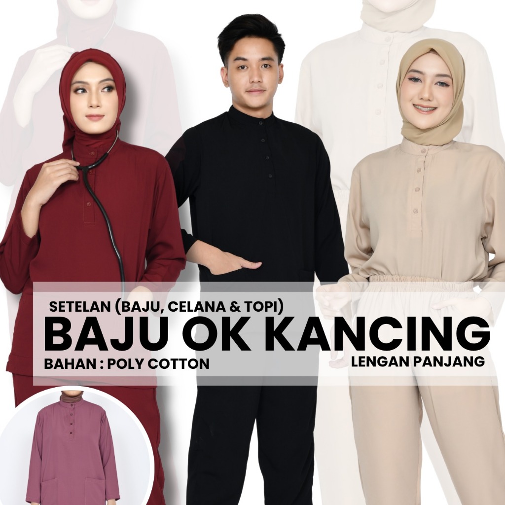 Baju OK KANCING Lengan Panjang / Baju Jaga / Scrub Medis (DOCHS MEDIC BASIC)