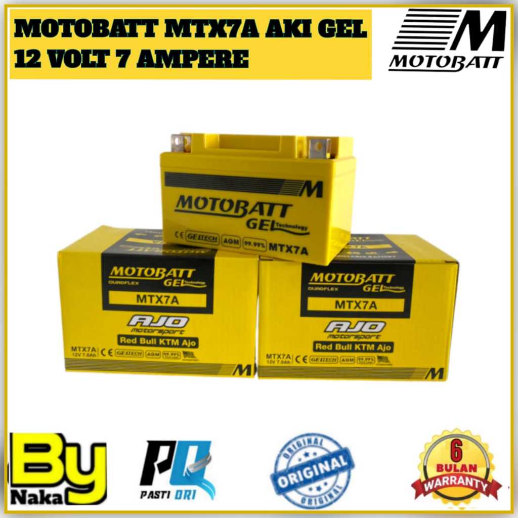 Aki Motor Ninja 250 FI/Karbu/PULSAR/PIAGIO/KYMCO Motobatt MTX7A Aki Gel Original