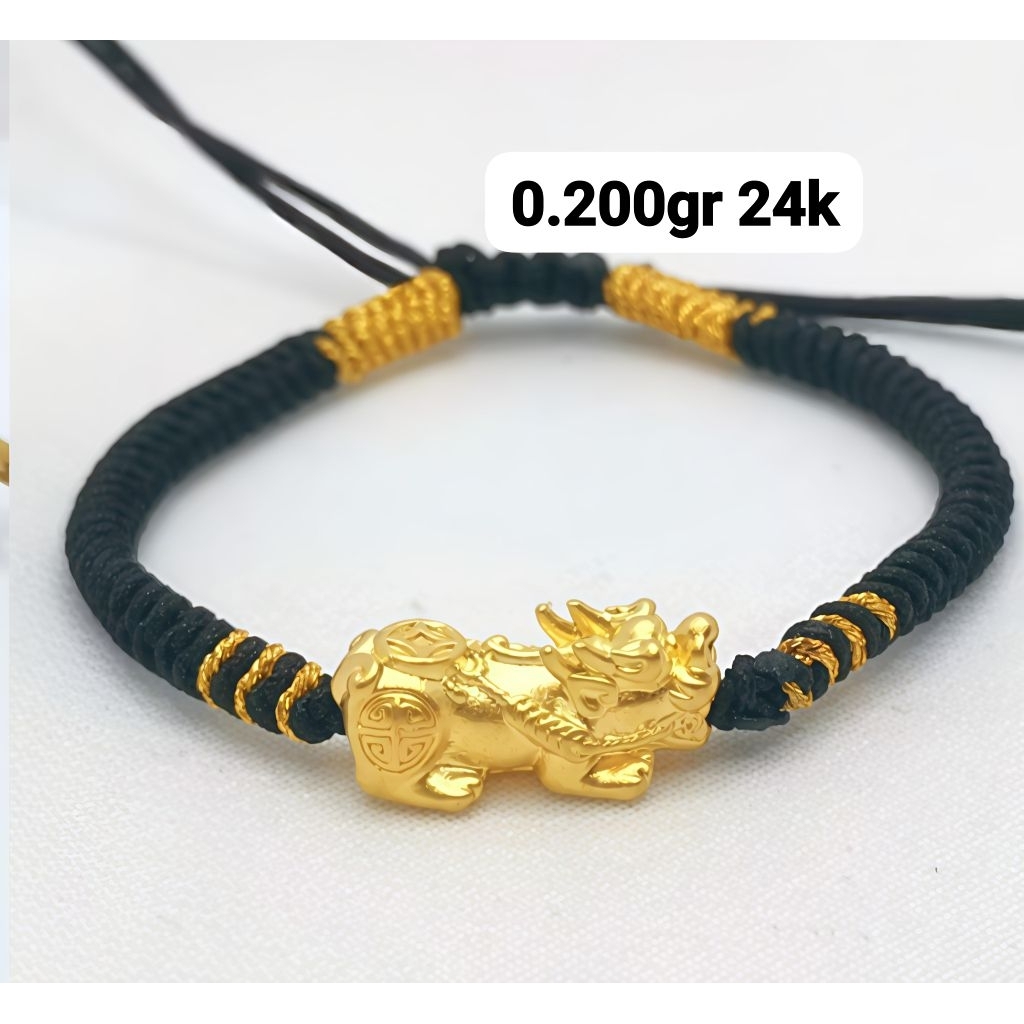 Gelang Emas Asli Naga 24K Hongkong 999‰ Tali Pelintir