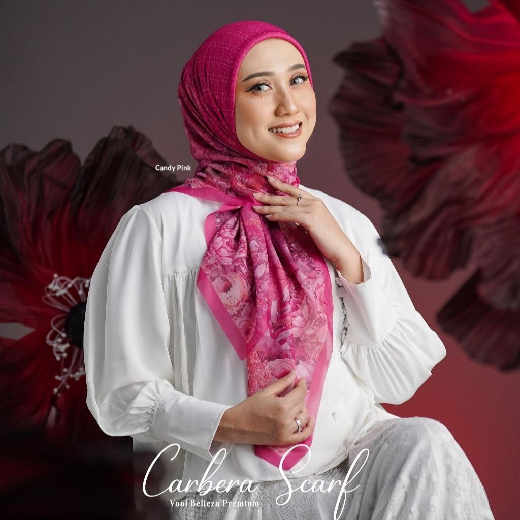 Carbera Scarf ORI by Nadheera Luxury || Jilbab Square Motif Premium || Voal Belleza Premium