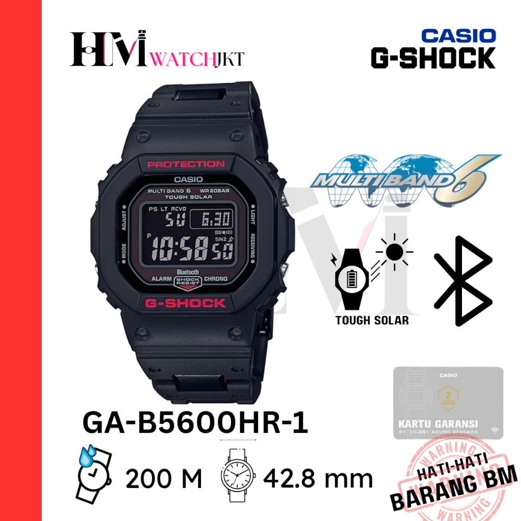 CASIO G-SHOCK GW-B5600HR-1DR Jam Tangan Pria Original Digital Bluetooth Solar Antiair GW-B5600HR-1