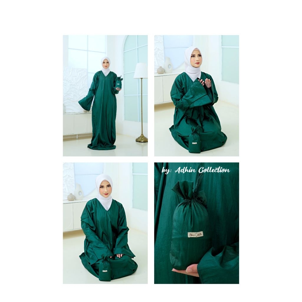 Abaya Mukena traveling parasut polos by Adhin collection 354 .gading