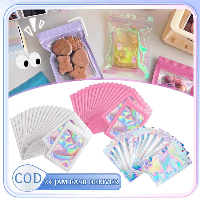 

50pcs Plastik Ziplock Silver Klip Plastik Ziplock Serbaguna Warna Pastel Macaron Photocard