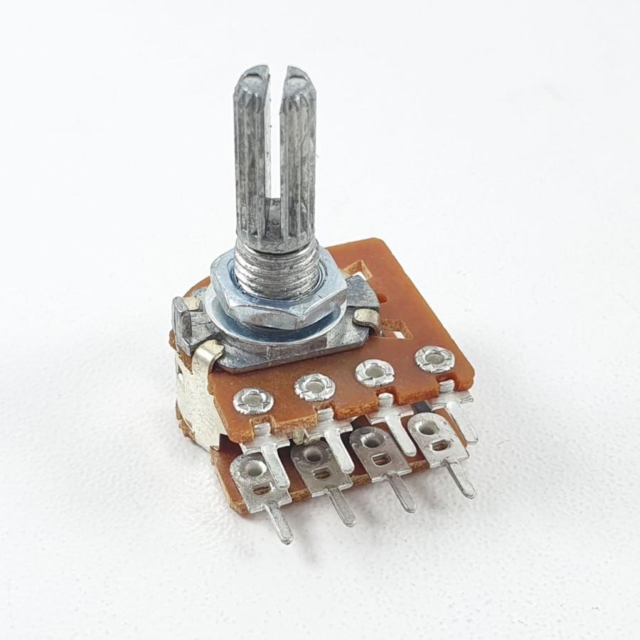 Potensio Rotari Klik 8 pin 10k Drat Stereo Kaki 4-4 Lurus 103
