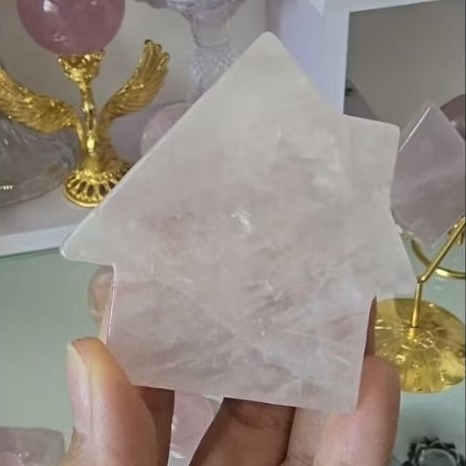 Rose quartz house carving batu natural kristal
