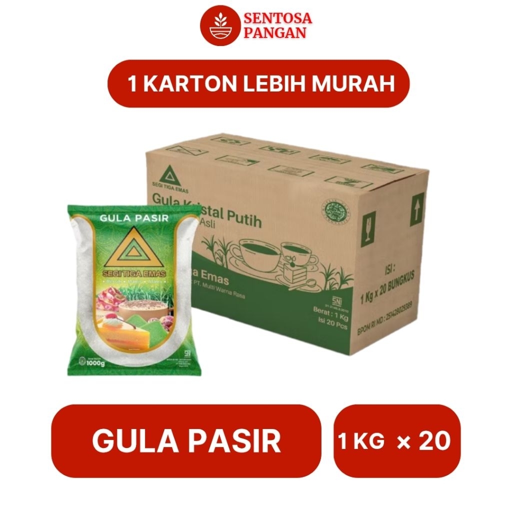 

[Dapat 20] Segi Tiga Emas Gula Pasir Putih 1 Kg - Putih, Bersih, Manis