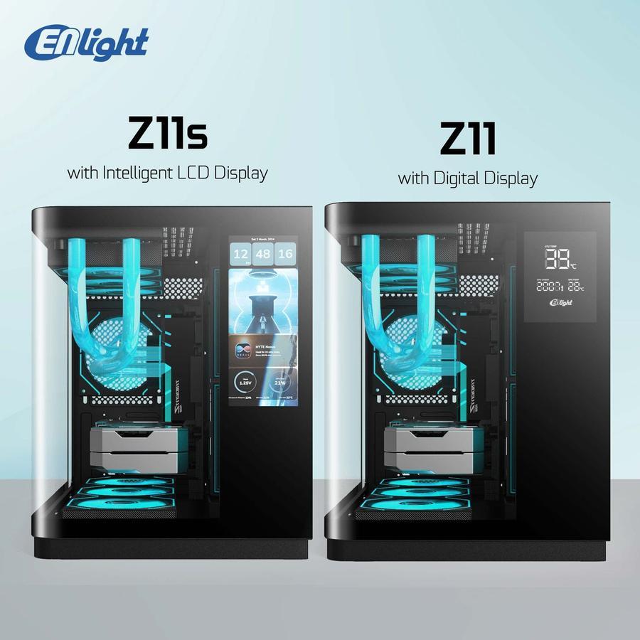 ENLIGHT Z11 / Z11s LCD Digital Display + 3 Fan Avalone mATX Curve Temper - Case Casing Gaming EN PC 