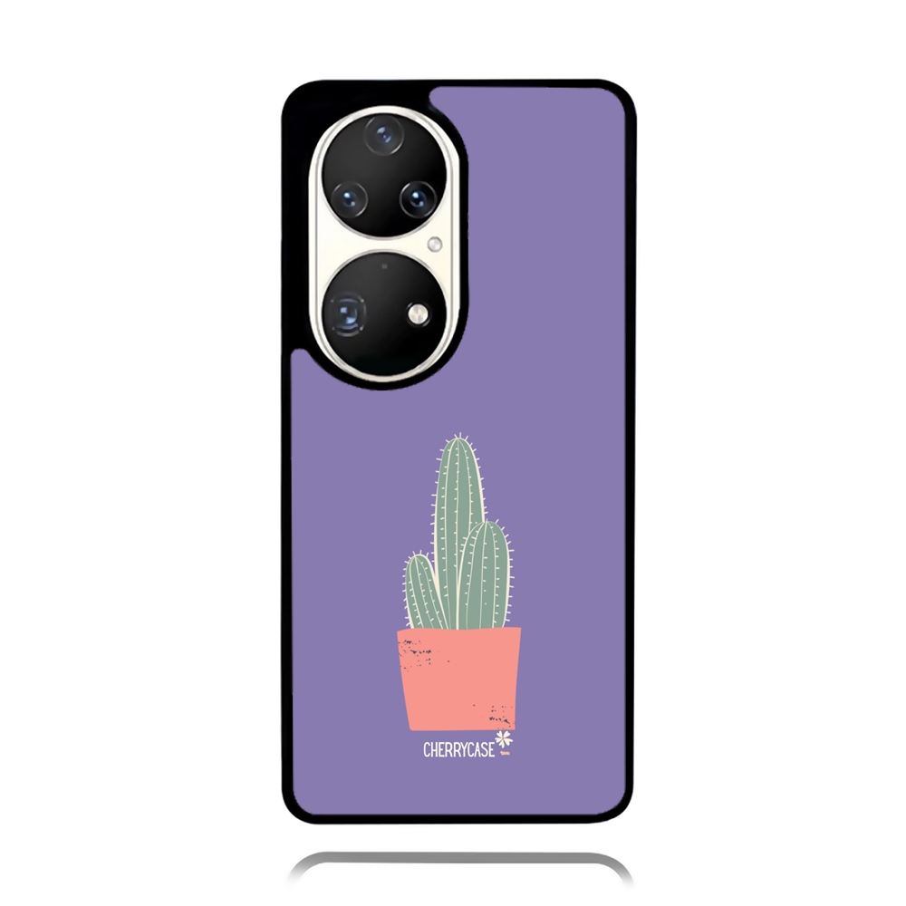 Case Phone Huawei P50 P40 P30 P20 PRO TPU Rubber Custom Softcase Purple Cactus