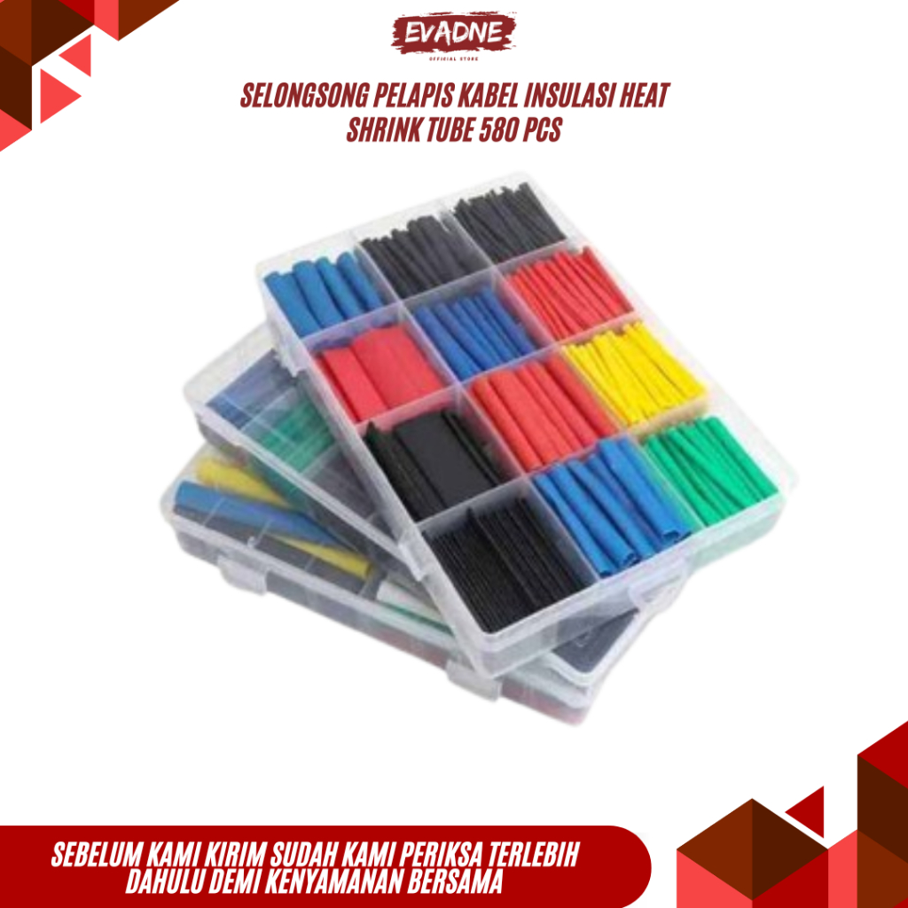 580pcs Set Kabel Bakar Heat Shrink Bahan Polyolefin Warna Warni /Heat Shrink Tube Selang Bakar Kabel