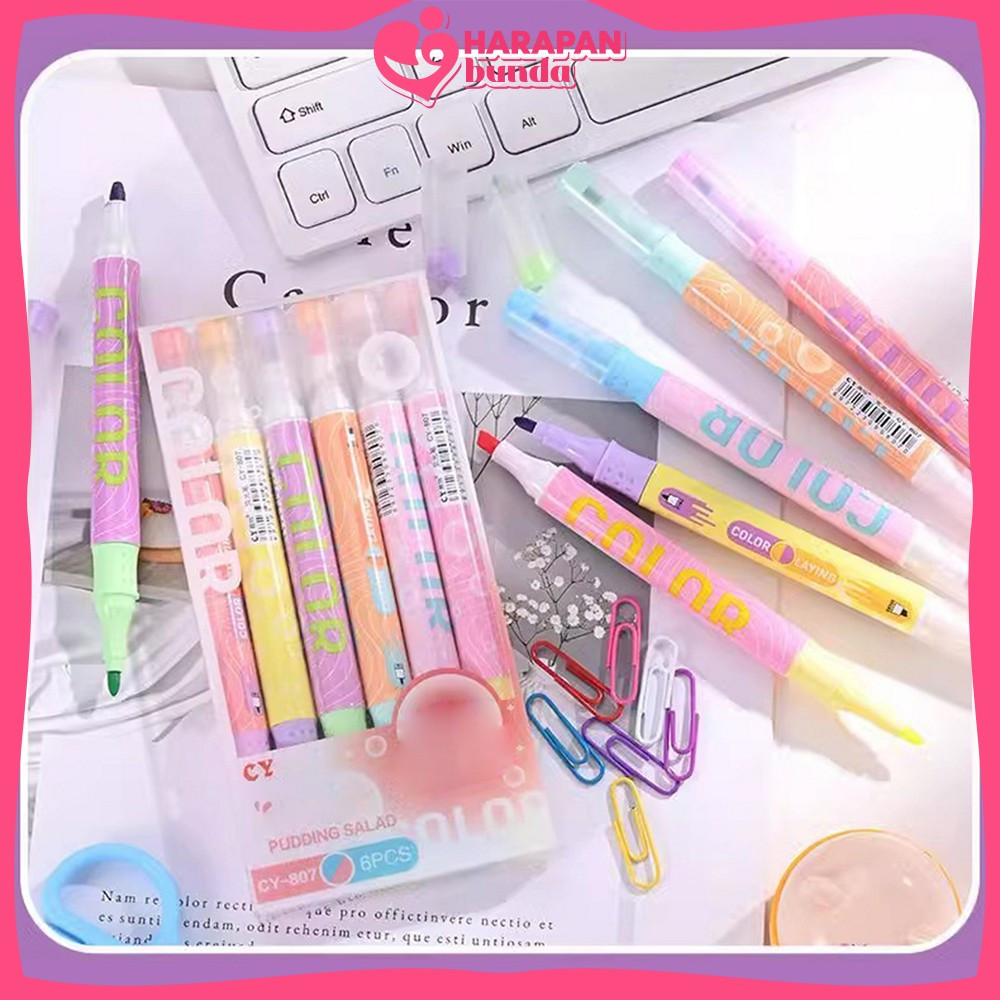 

EC Penanda Teks Highlighter Pastel 2 Sisi Alat Tulis Sekolah / Spidol Set Isi 6pcs 12 Warna Serbaguna/ Pen Marker dengan Ujung 2 Tip Harapan Bunda A114